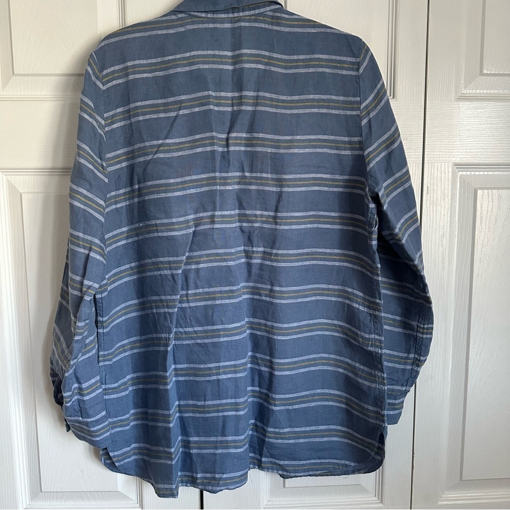 Coldwater Creek Womens M Linen Striped Button Up Tunic Top Preppy Office Casual - Picture 4 of 12